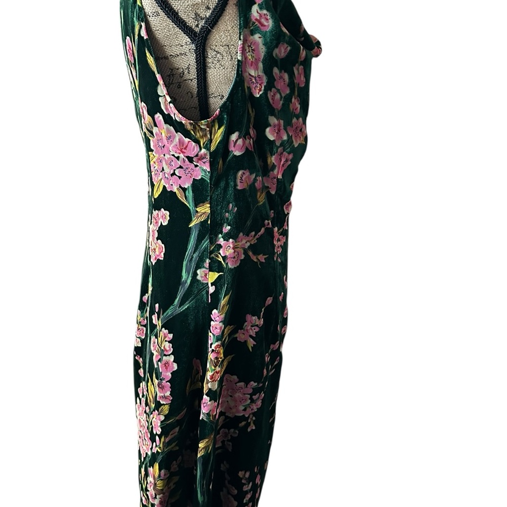 Floral Midi Dress in Green and Pink - Picture 3 of 5